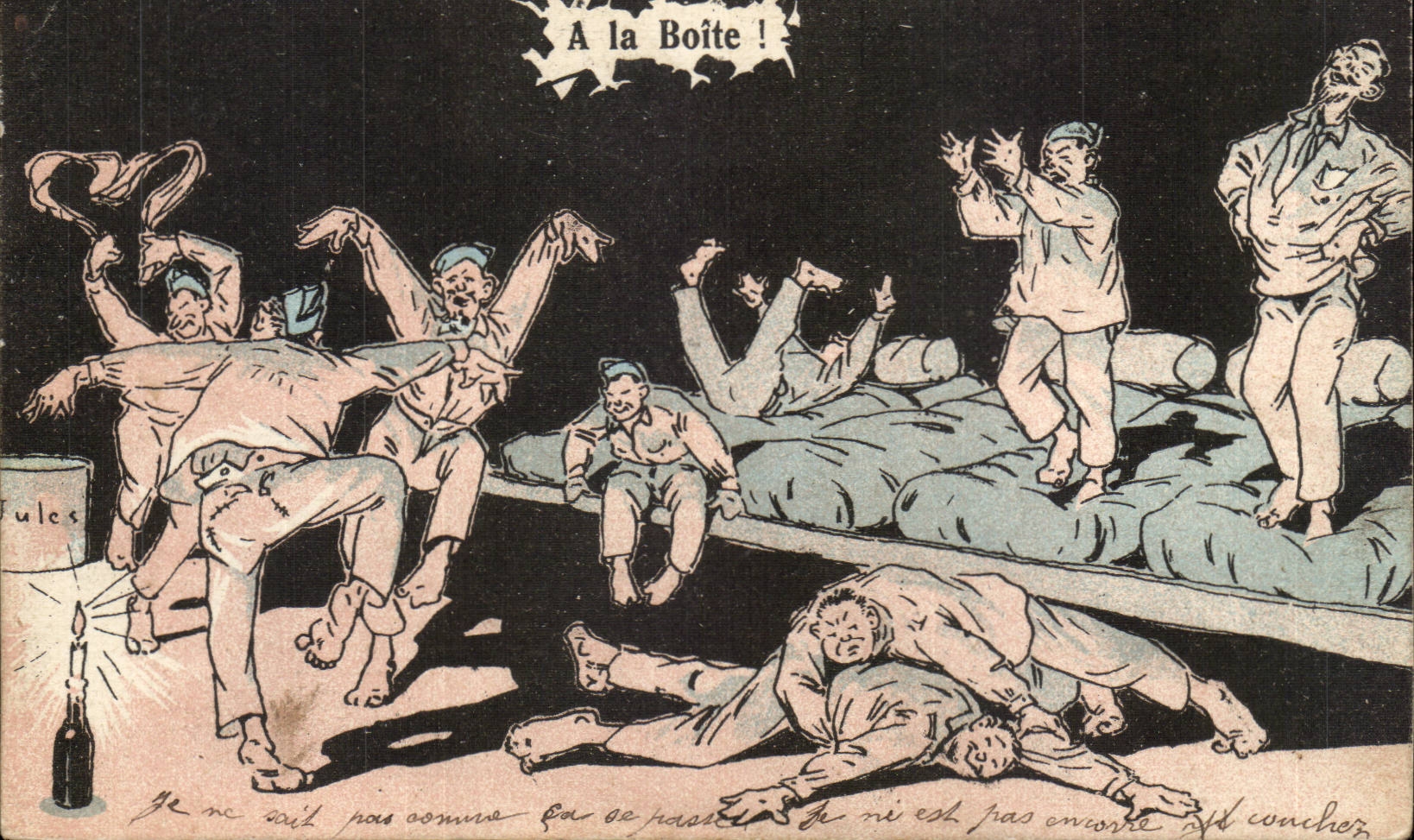 CPA Illustrateur A la boite (militaria)