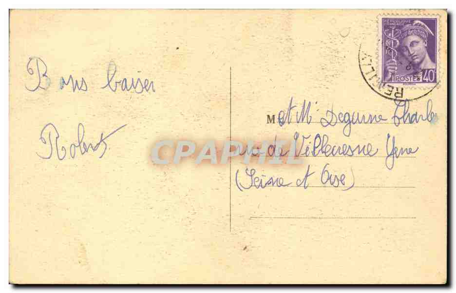 CPA Illustrateur Legendes de St Saulge Concours de pompiers (fireman) — Verso