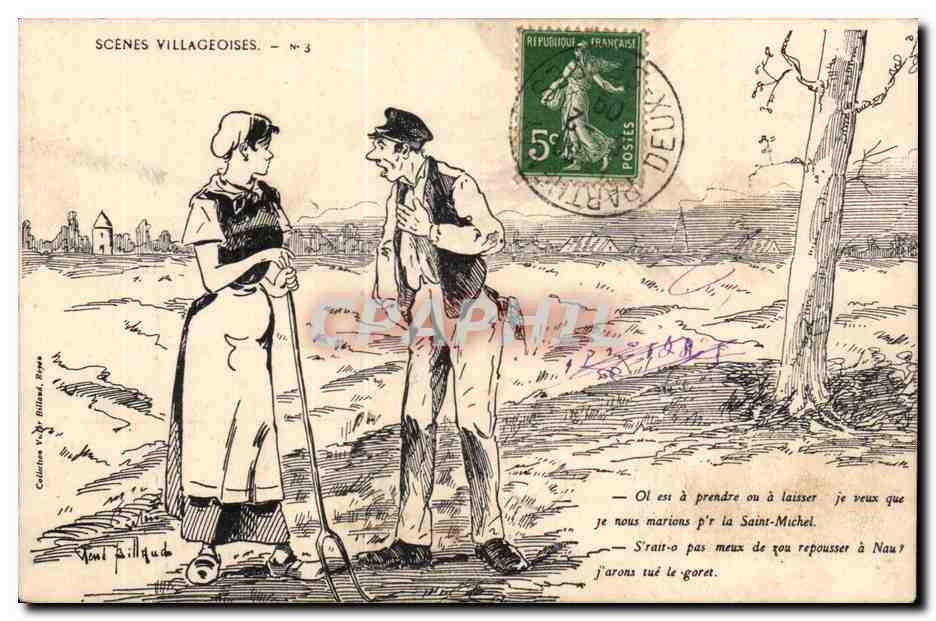 Scènes Villageoises — No 3 — Calixte Vulpé-Billiat, dessin de René Pailliquet