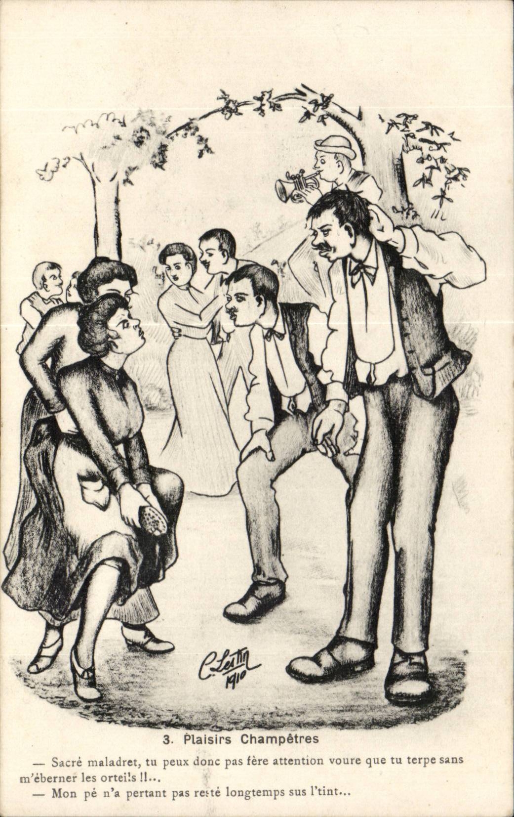 Illustrateurs - Plaisirs Champetres - Sacre maladret tu peux donc pas fere attention voure que tu terpe - CPA 