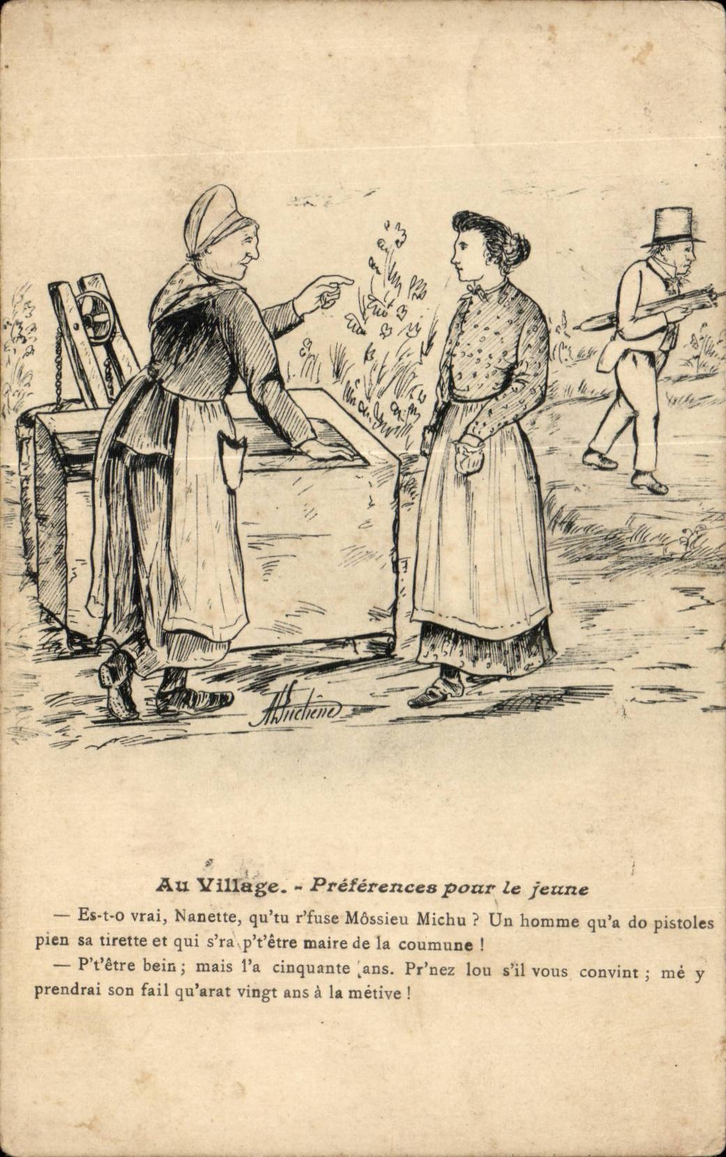 Illustrateurs - Au Village - Preference pour le jeune - CPA 