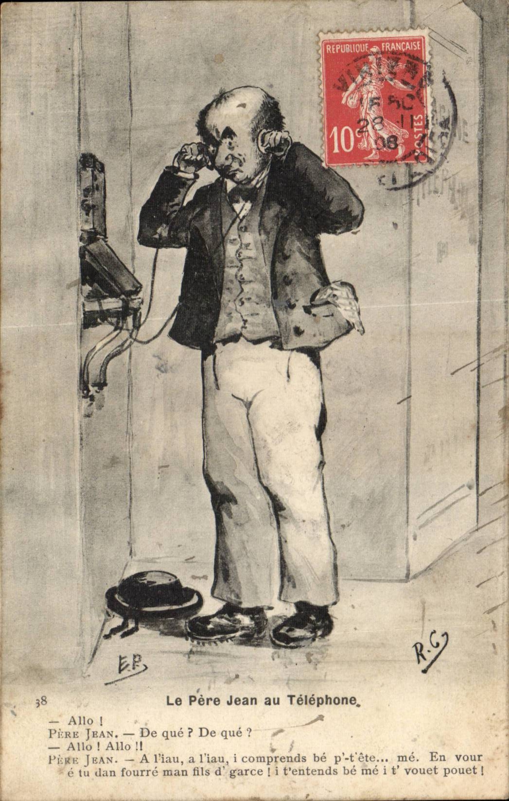 Illustrateurs - Le Pere Jean au Telephone - CPA 