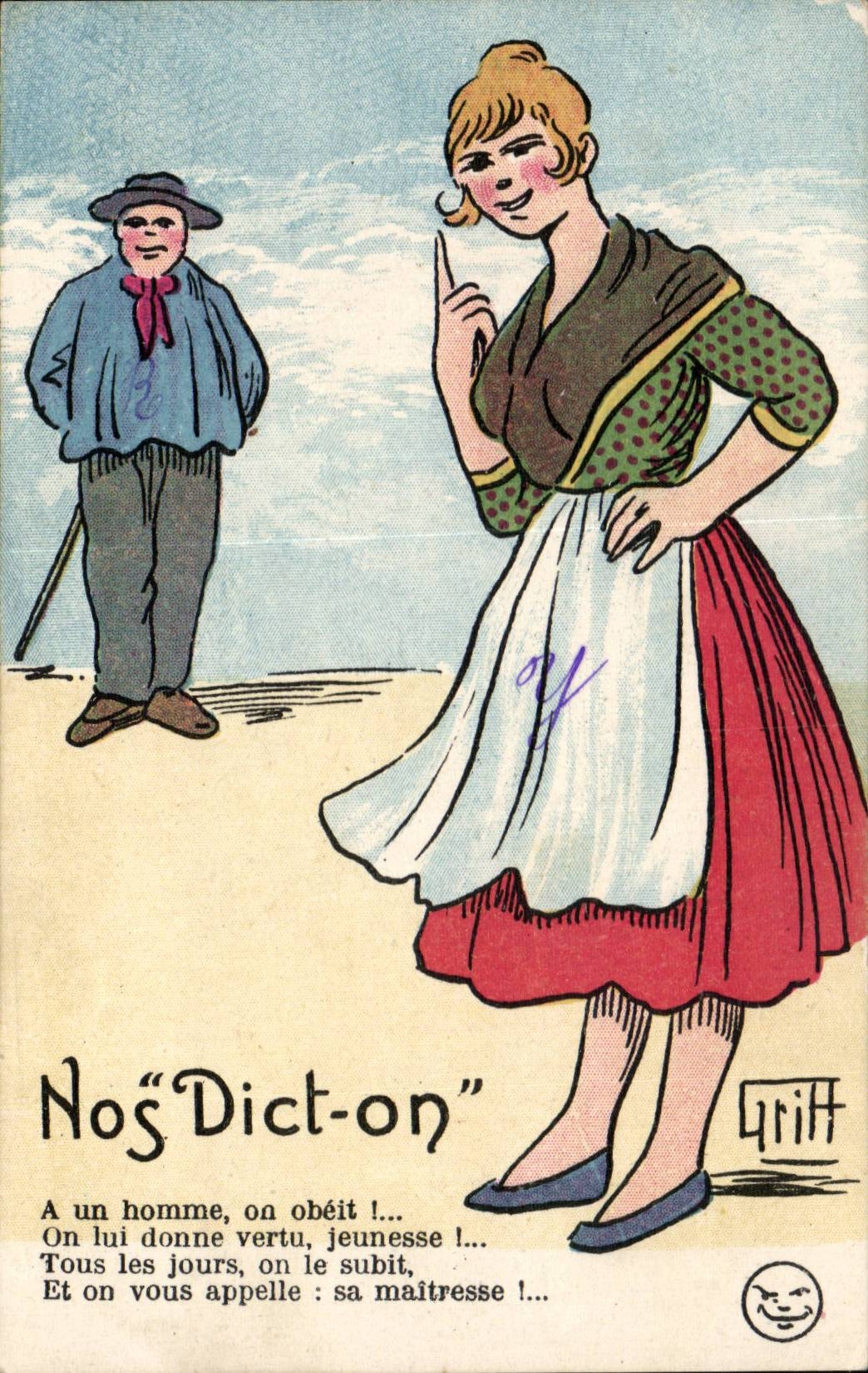 Illustrateurs - Nos Dict - On - a un homme obeit! Humour - CPA GRitt
