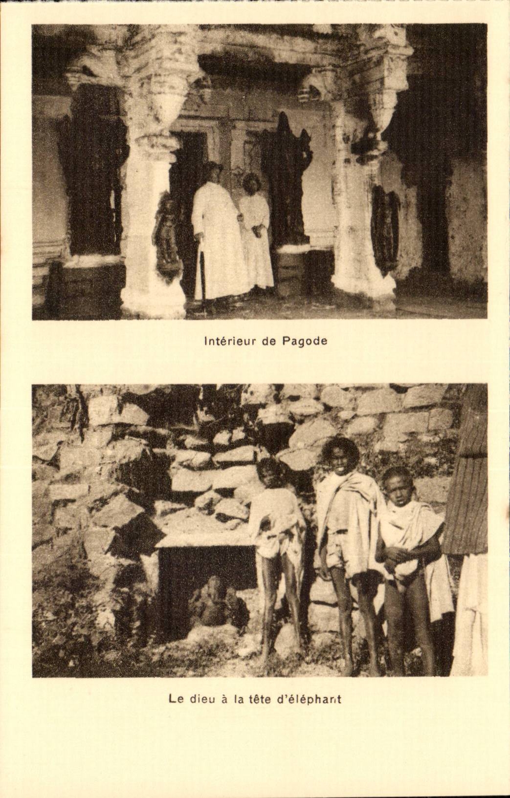 Inde - India - Mission Etrangeres - Coloniale - Interieur de Pagode - Le Dieu a la Tete d'elephant - CPA 