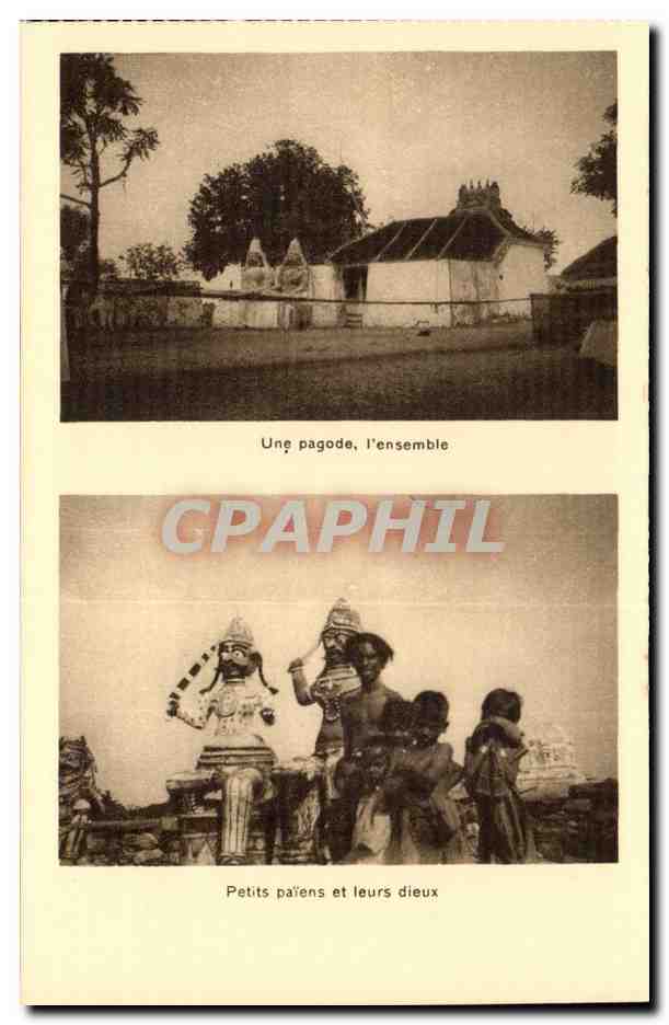 Inde - India - Mission Etrangeres - Coloniale - Une Pagode l'ensemble - Petits paien et leur dieux - CPA 