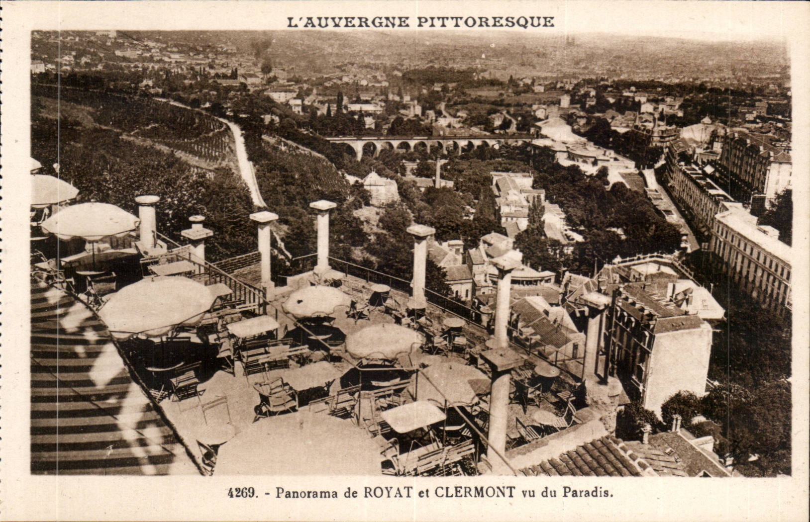 Royat les Bains - Panorama de Royat et Clermont vu du Paradis - CPA 
