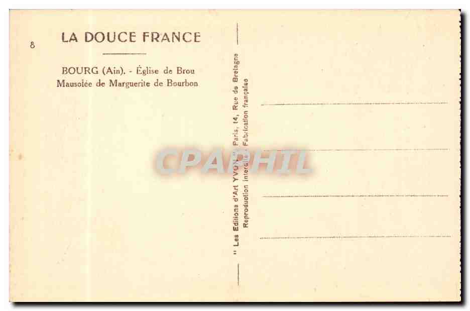 Bourg - Eglise de Brou - Mausolee de Marguerite de Bourbon - CPA  — Rückseite
