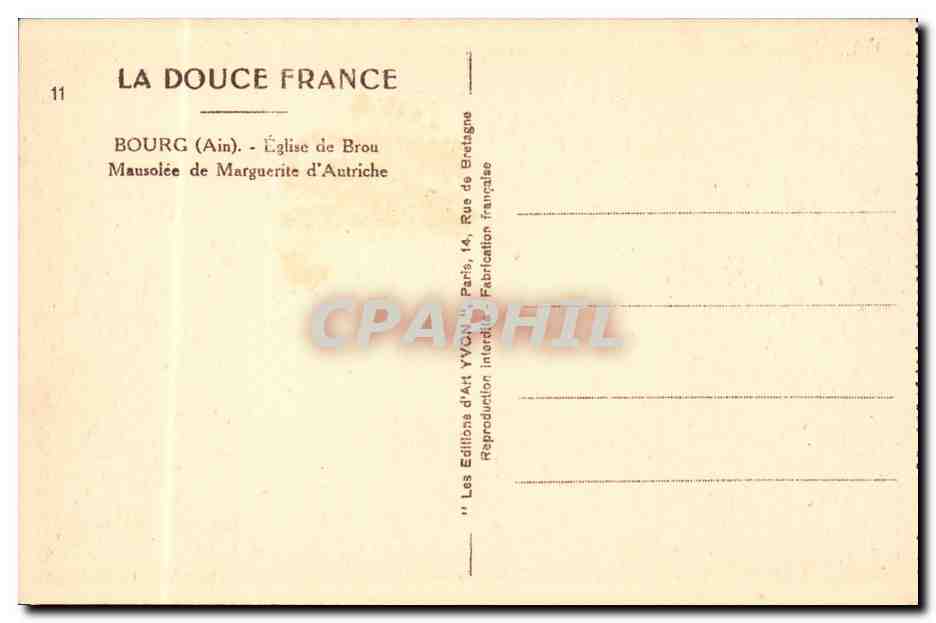 Bourg (Ain) — Église de Brou, Mausolée de Marguerite d'Autriche — Édition d'Art Yvon — Achterkant