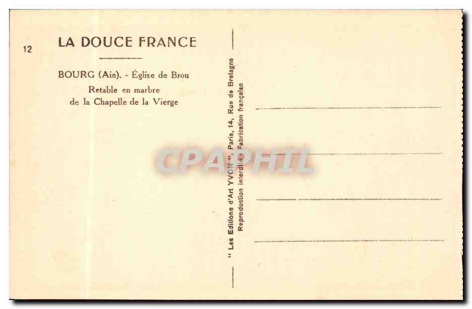 Bourg (Ain) — Église de Brou — Retable en marbre de la Chapelle de la Vierge — Achterkant