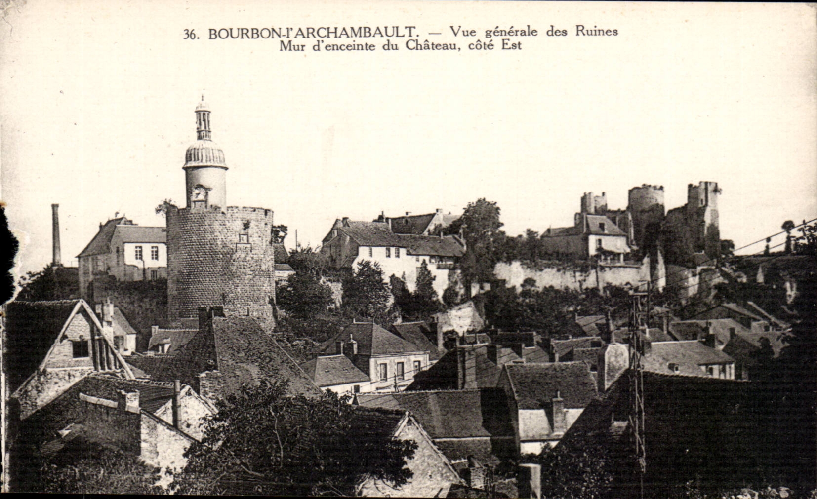Bourbon l'Archambault - Vue Generale des Ruines - Mur d'enceinte du Chateau CPA 