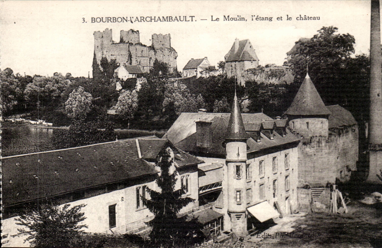 Bourbon l'Archambault - Le Moulin - Etang et le Chateau CPA 