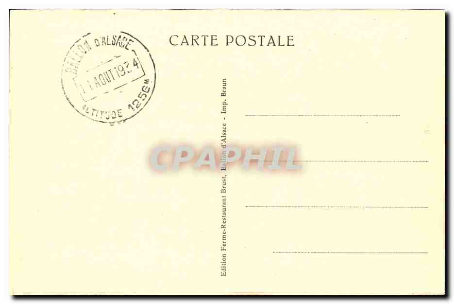 Ballon d'Alsace — Le sommet (Versant Alsacien) — Édition Ferme-Restaurant Brust, Ballon-d'Alsace — Reverso