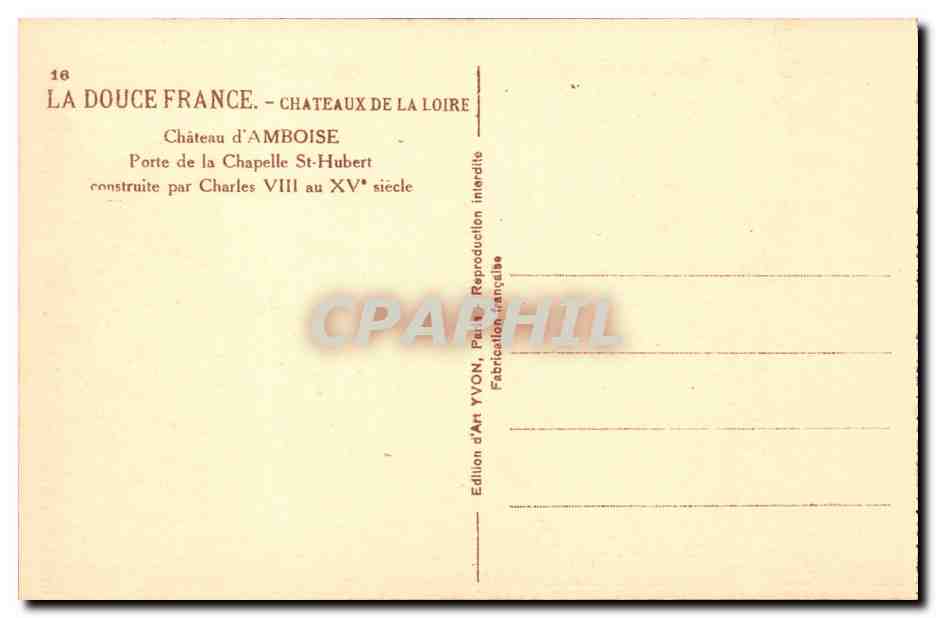 Porte de la Chapelle Saint-Hubert — Château d'Amboise — Édition d'Art YVON — Reverso