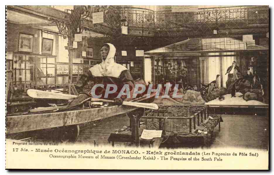 Musée Océanographique de MONACO — Kajak groënlandais (Les Pingouins du Pôle Sud)
