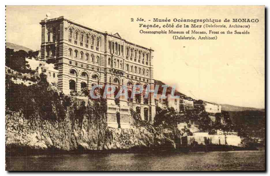 Monaco CPA Musee oceanographique Nouvel aquarium Facade cote de la mer