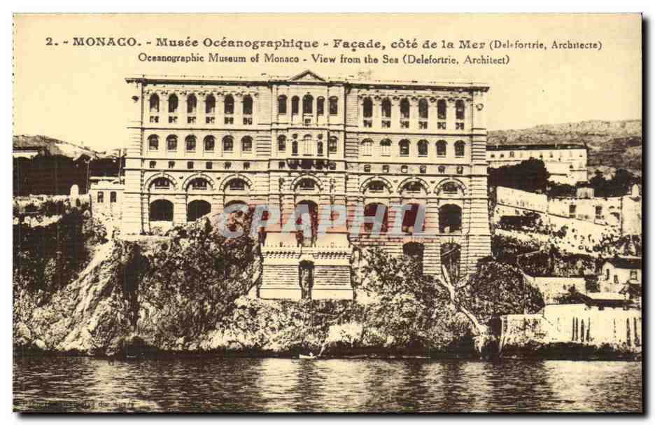 Monaco CPA Musee oceanographique Nouvel aquarium Facade cote de la mer