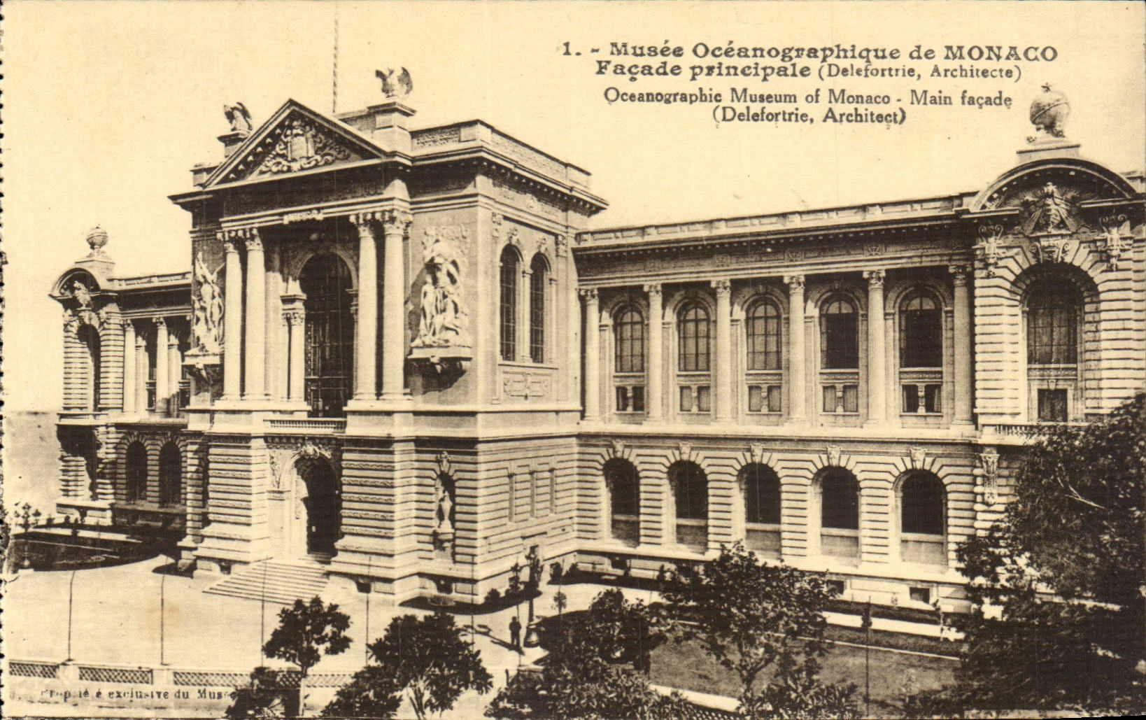 Monaco CPA Musee oceanographique Nouvel aquarium Facade principale