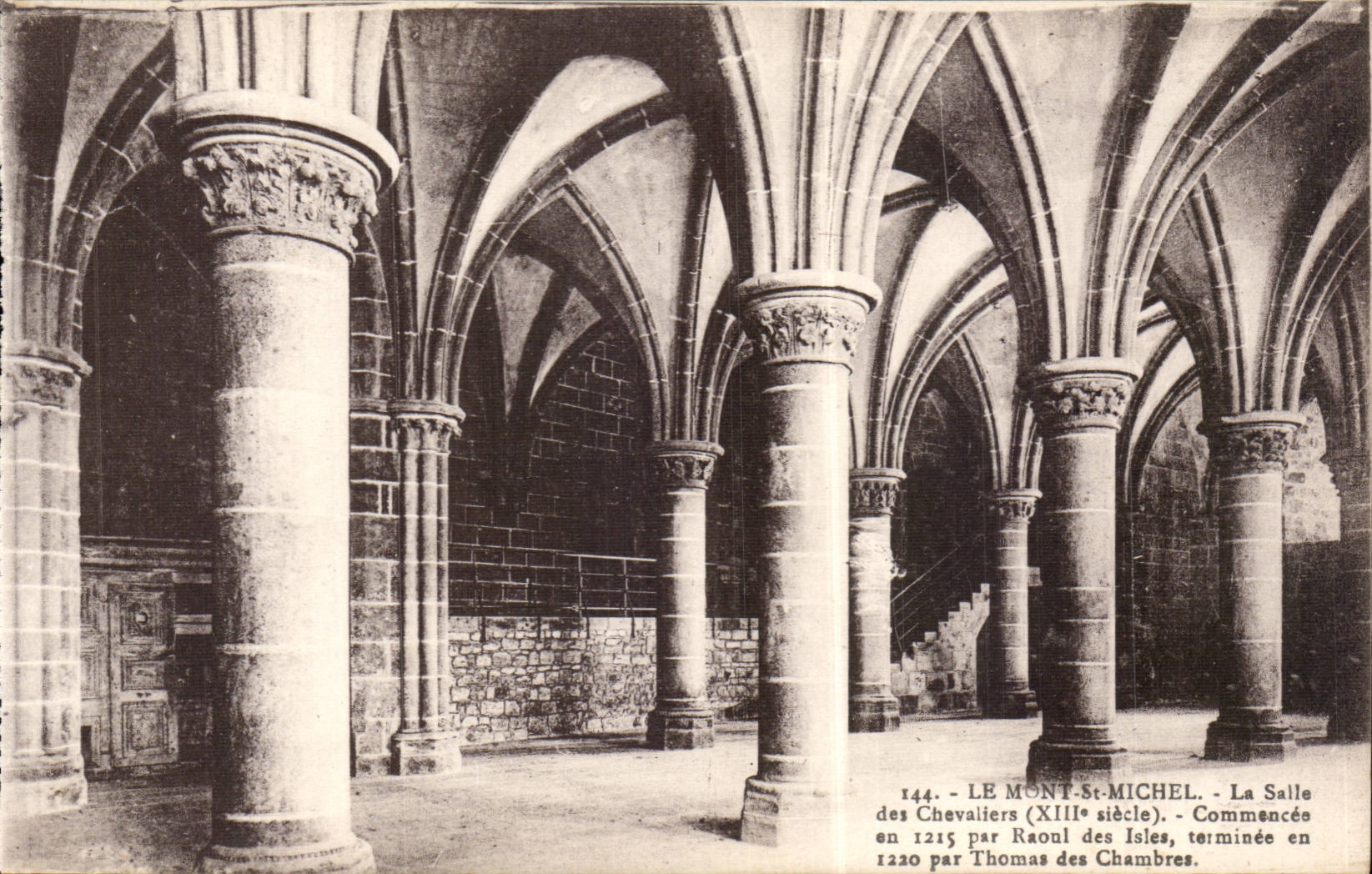 Le Mont-Saint-Michel — La Salle des Chevaliers (XIIIe siècle) — Laurent-Nel, n°144