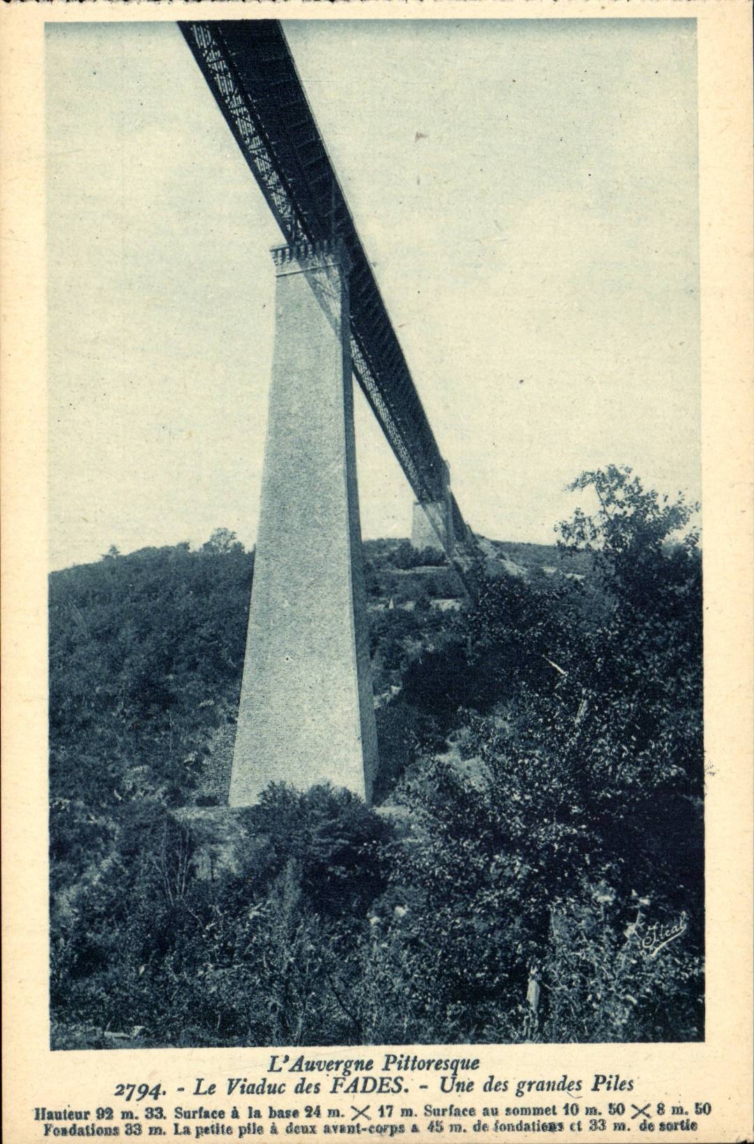 Le Viaduc des Fades - Une des grandes piles — Édition Artistique J.-B. Bulot, Vichy