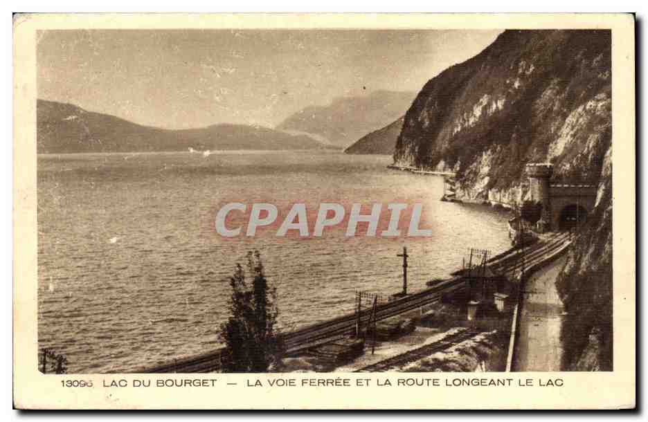 Lac du Bourget — La voie ferrée et la route longeant le lac — Braun & Cie, Imp. Dornach