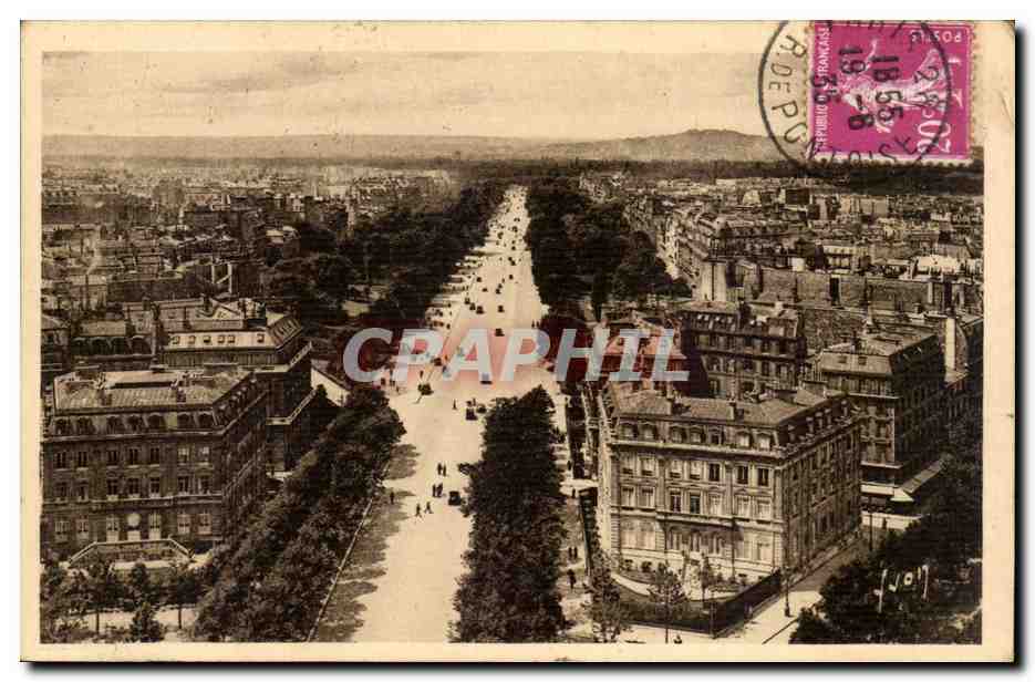 Paris 8 en Flanant - Avenue Foch vue de l'Arc de Triomphe Dans le Fond Mont Valerien CPA 