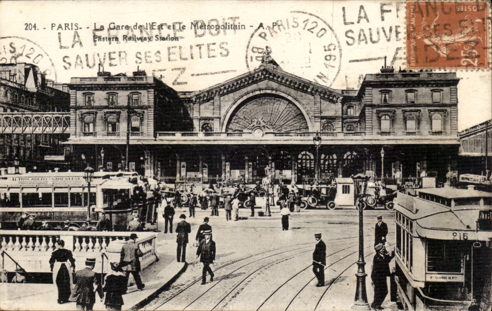 Paris 10 - Gare de l'Est et le Metropolitain - tramway CPA 