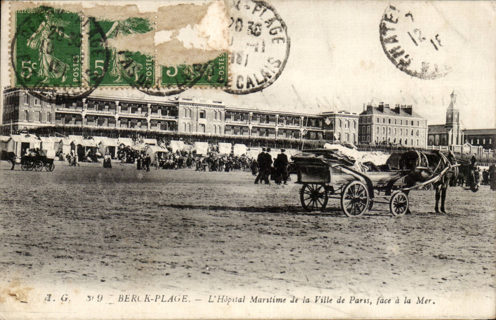 Berck-Plage — L'Hôpital Maritime de la Ville de Paris, face à la Mer — J.G. 319