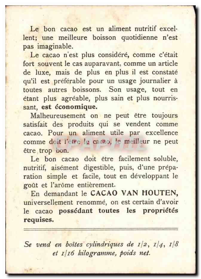 Château de Blois, Aile de Louis XII — Cacao Van Houten publicité — Rückseite
