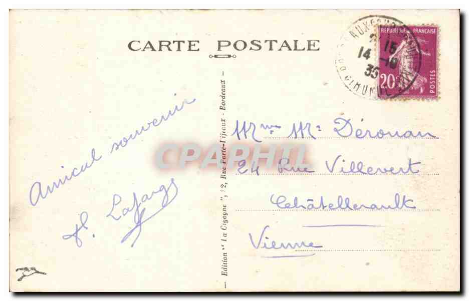 Bordeaux — L'Hôtel de Ville — Édition La Gopagne — Verso