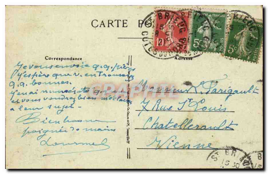 Le Mer en furie sur le Gerbot d'avoine - CPA  — Verso
