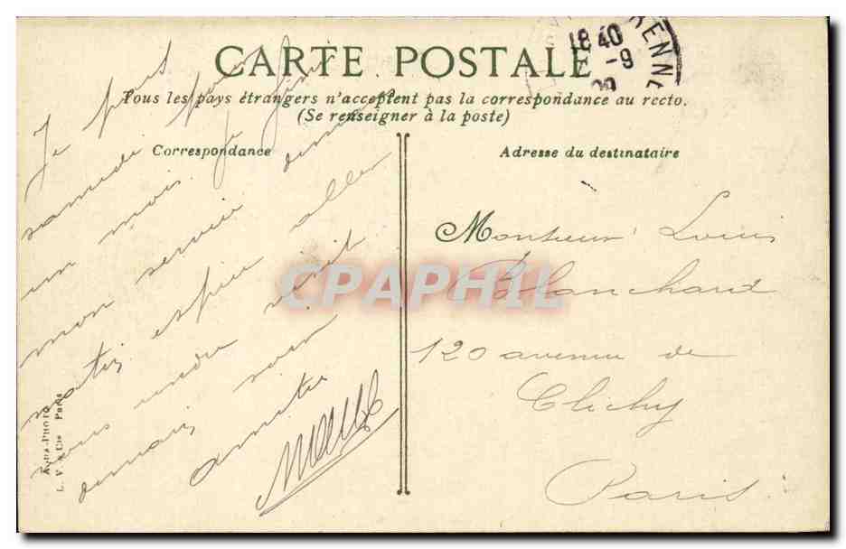 Paris - 1 - Vue Generale prise du Louvre Cachet Ecole polytechnique FM CPA  — Rückseite