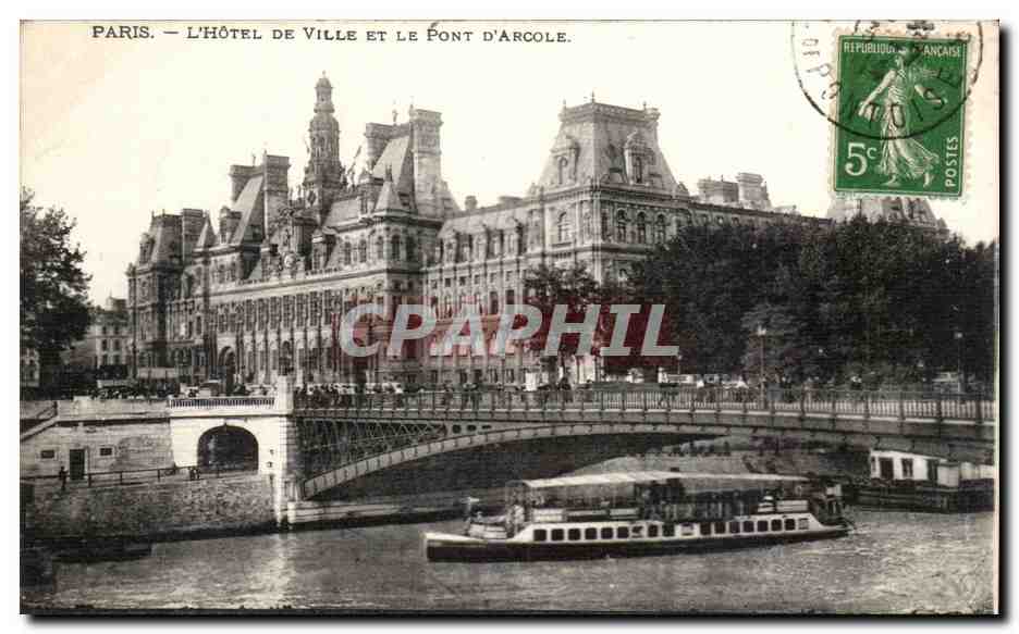 Paris - 4 - L'Hotel de Ville et Pont D'Arcole - CPA 