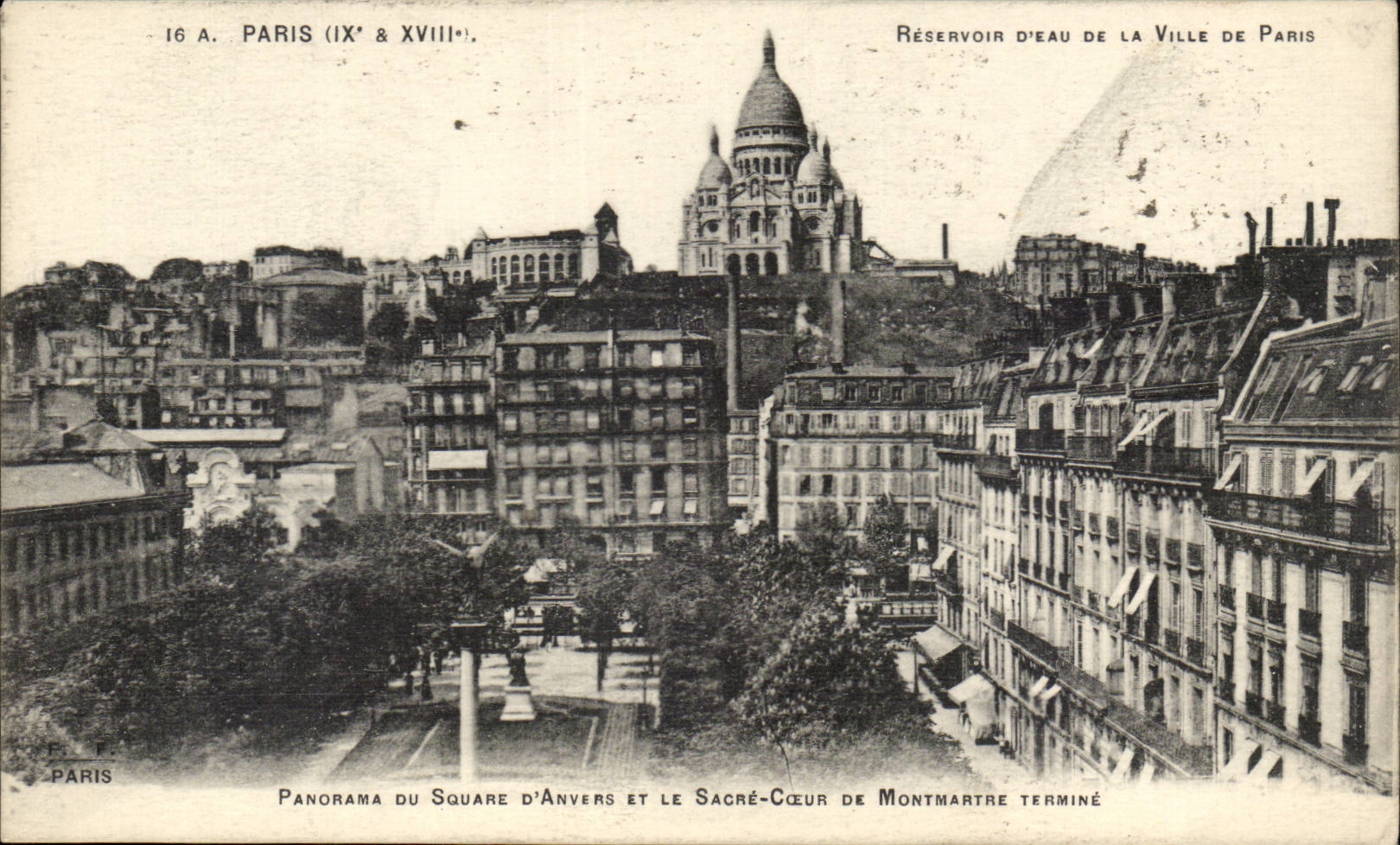 Paris - 9- Reservoir d'Eau de la Ville Panorama ddu square d'Anvers Sacre Coeur - CPA 