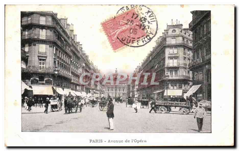 Paris - 8 - Avenue de l'Opera - autobus - la police - CPA 