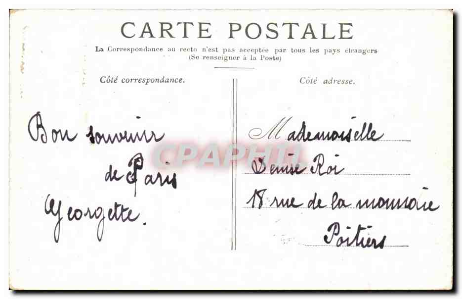 Paris 8 - L'Opera - CPA  — Verso