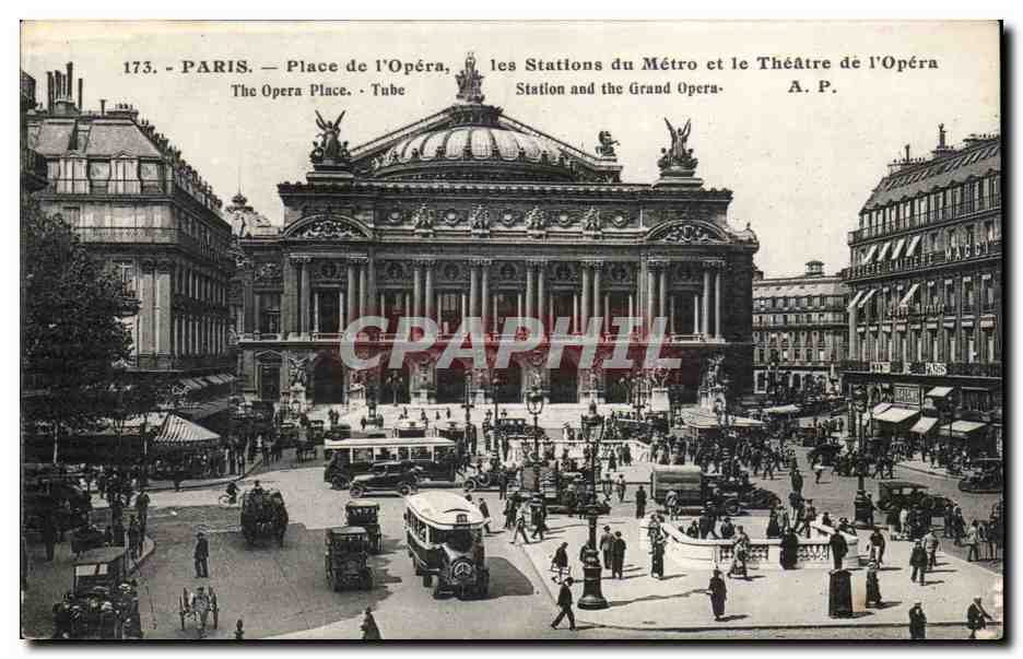 Paris 8 - L'Opera - Automobile - bustling city scene - CPA 