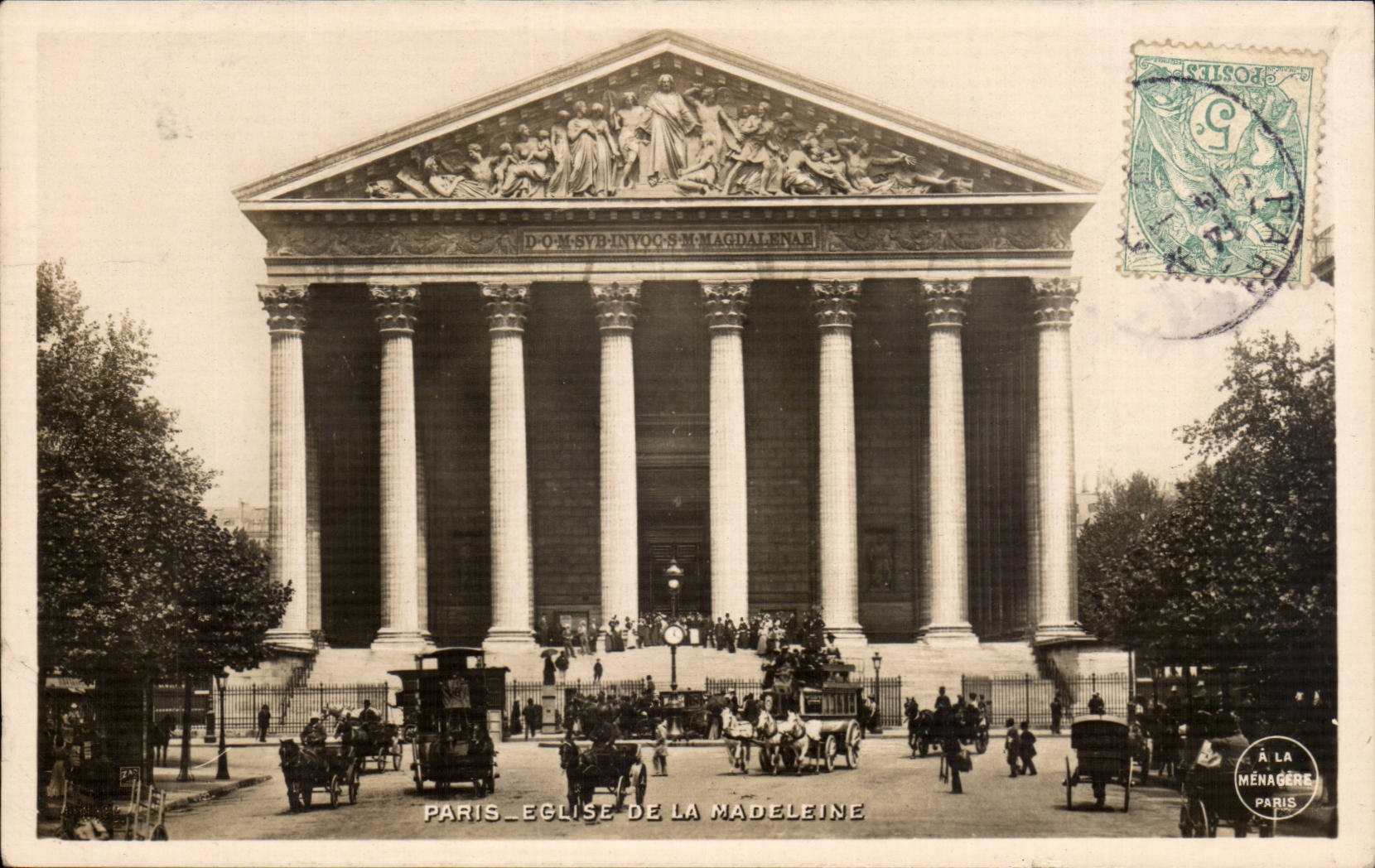 Paris 8 - Eglise de la Madeleine - cheval - horse drawn carriages - CPA 