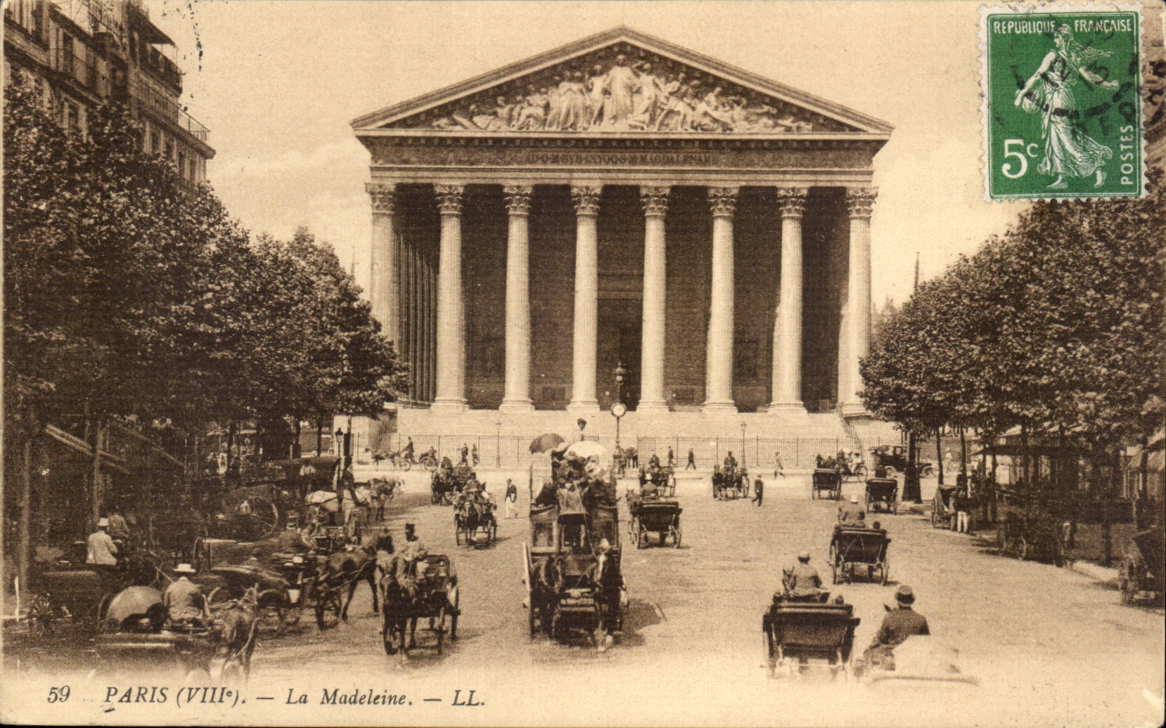 Paris 8 - La Madeleine - horse drawn carriage - CPA 