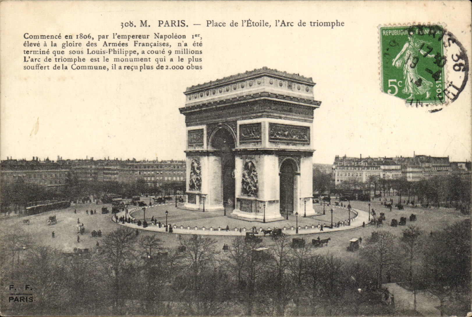 Paris 8 - L'Arc de Triomphe - Place de l'Etoile CPA 