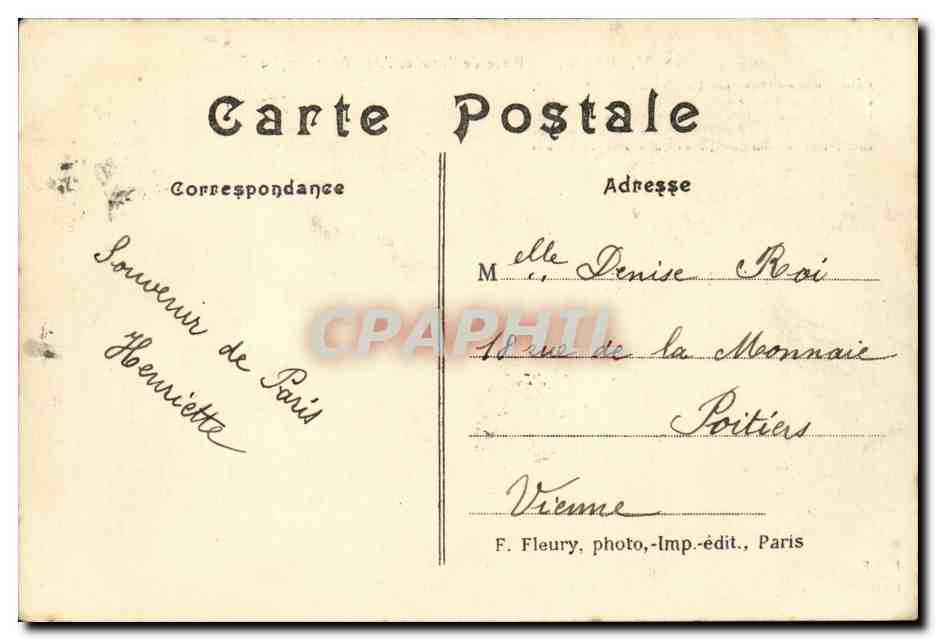 Paris 8 - L'Arc de Triomphe - Place de l'Etoile CPA  — Verso