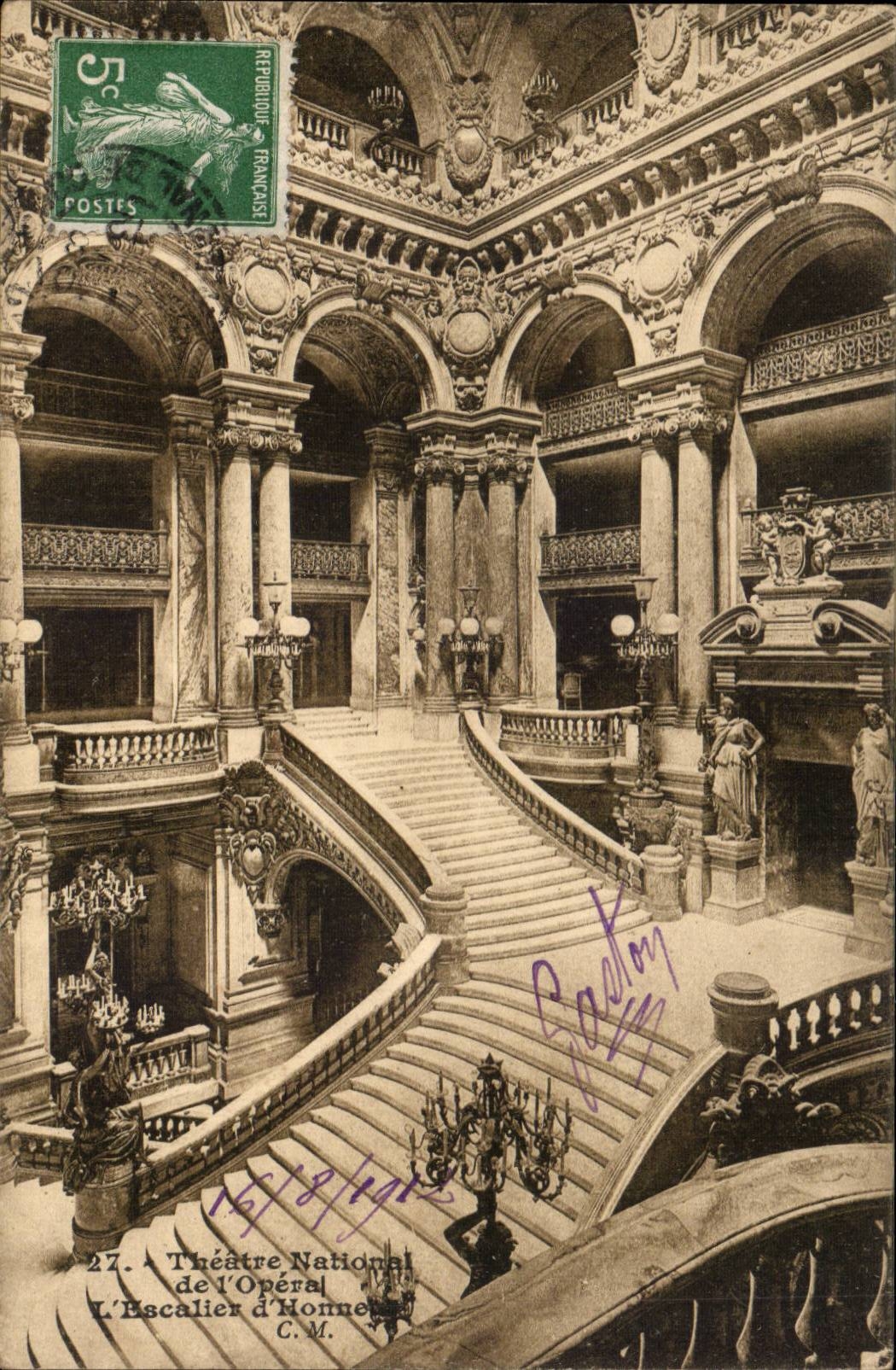 Paris - 8 - L'Opera - L'Escalier CPA 