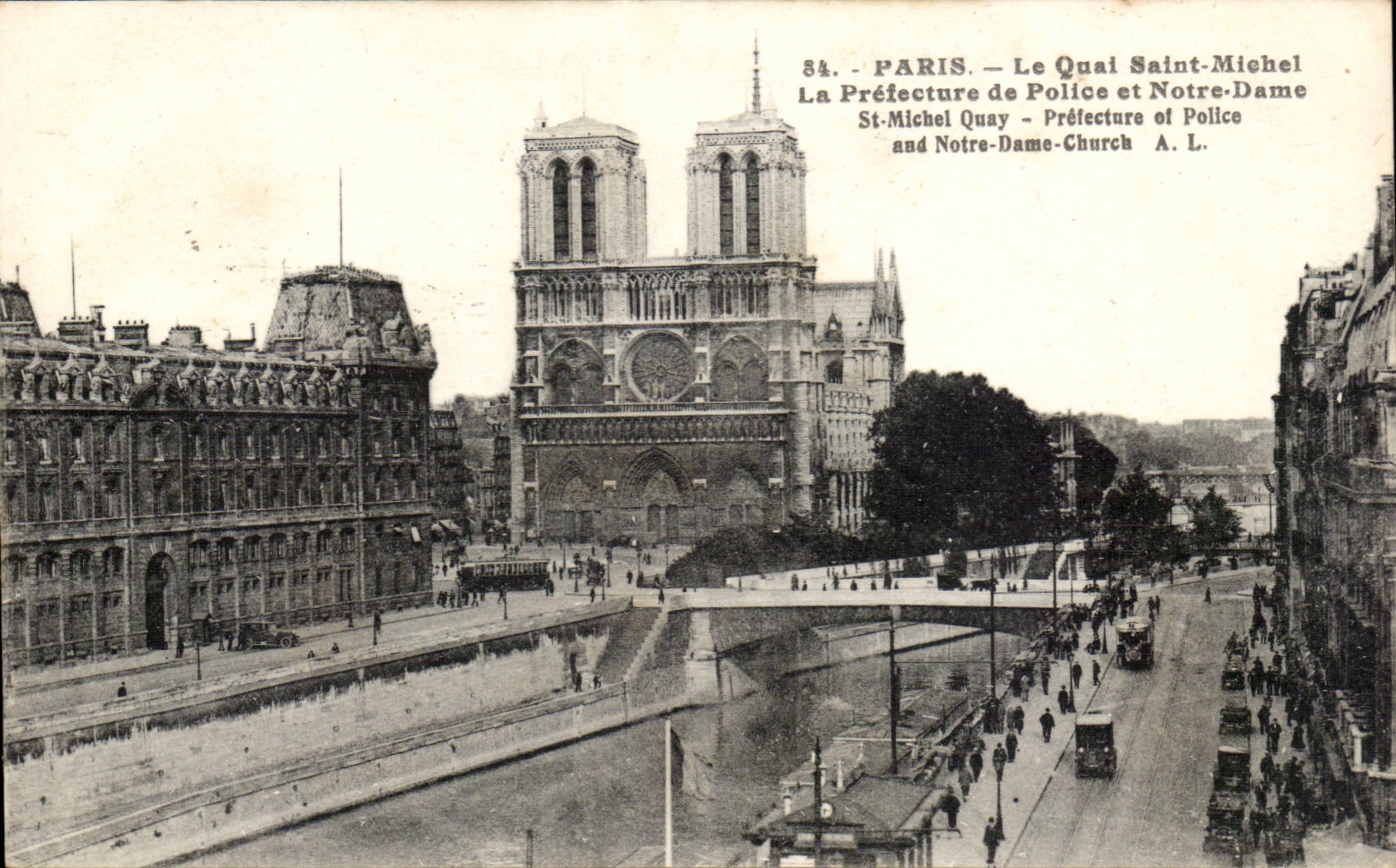 Paris - 4 - Le Quai Saint Michel La Prefecture de Police - Notre Dame CPA 