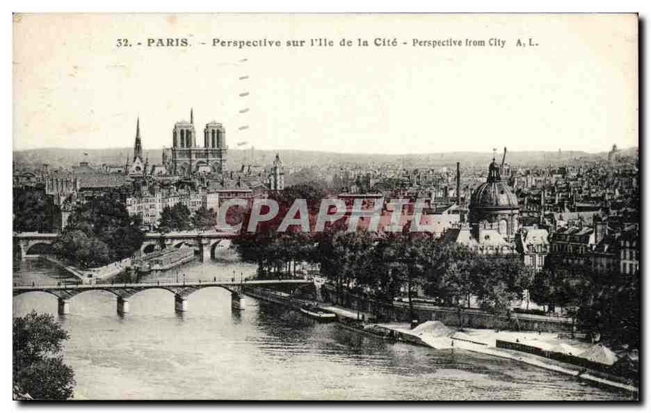 Paris - 1 Perspective sur l'ile de la Cite CPA 