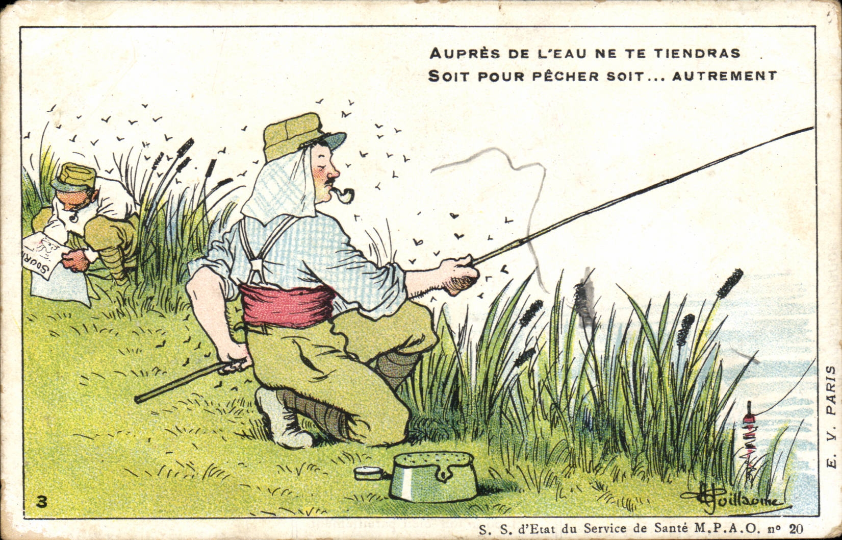 Pêcheur et soldat — S.S. d'État du Service de Santé M.P.A.O. n° 20 — E.V. PARIS