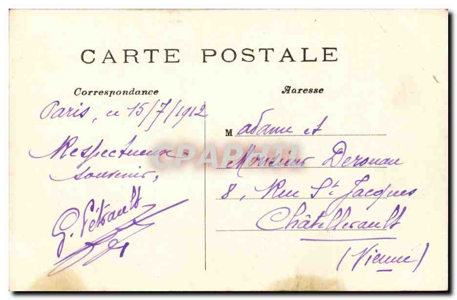 Paris - 1 - L'Hotel de Ville - CPA  — Verso