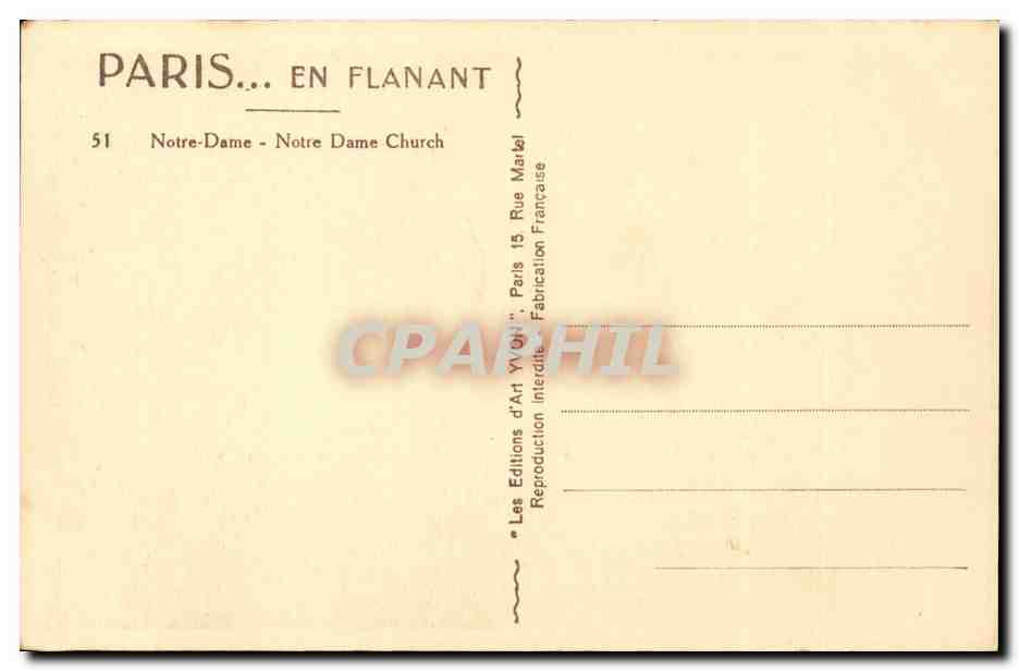 Paris - 4 - Notre Dame - CPA  — Rückseite