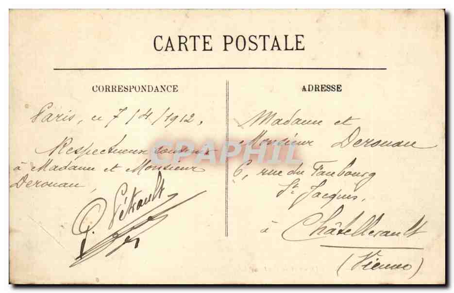 Paris 14 - Notre Dame et le Pont CPA  — Verso