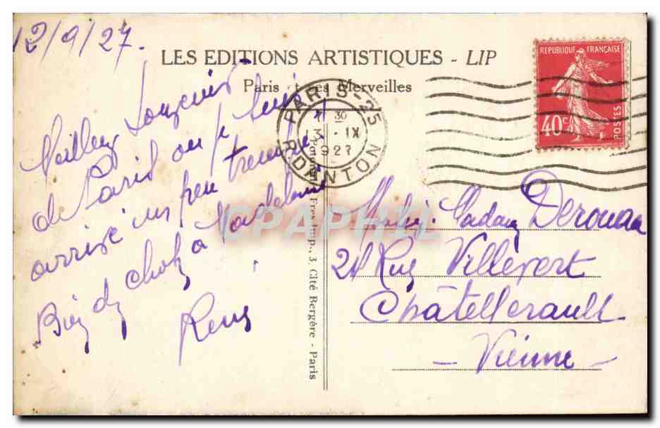 Paris 6 - L'Eglise st Sulpice - CPA  — Rückseite