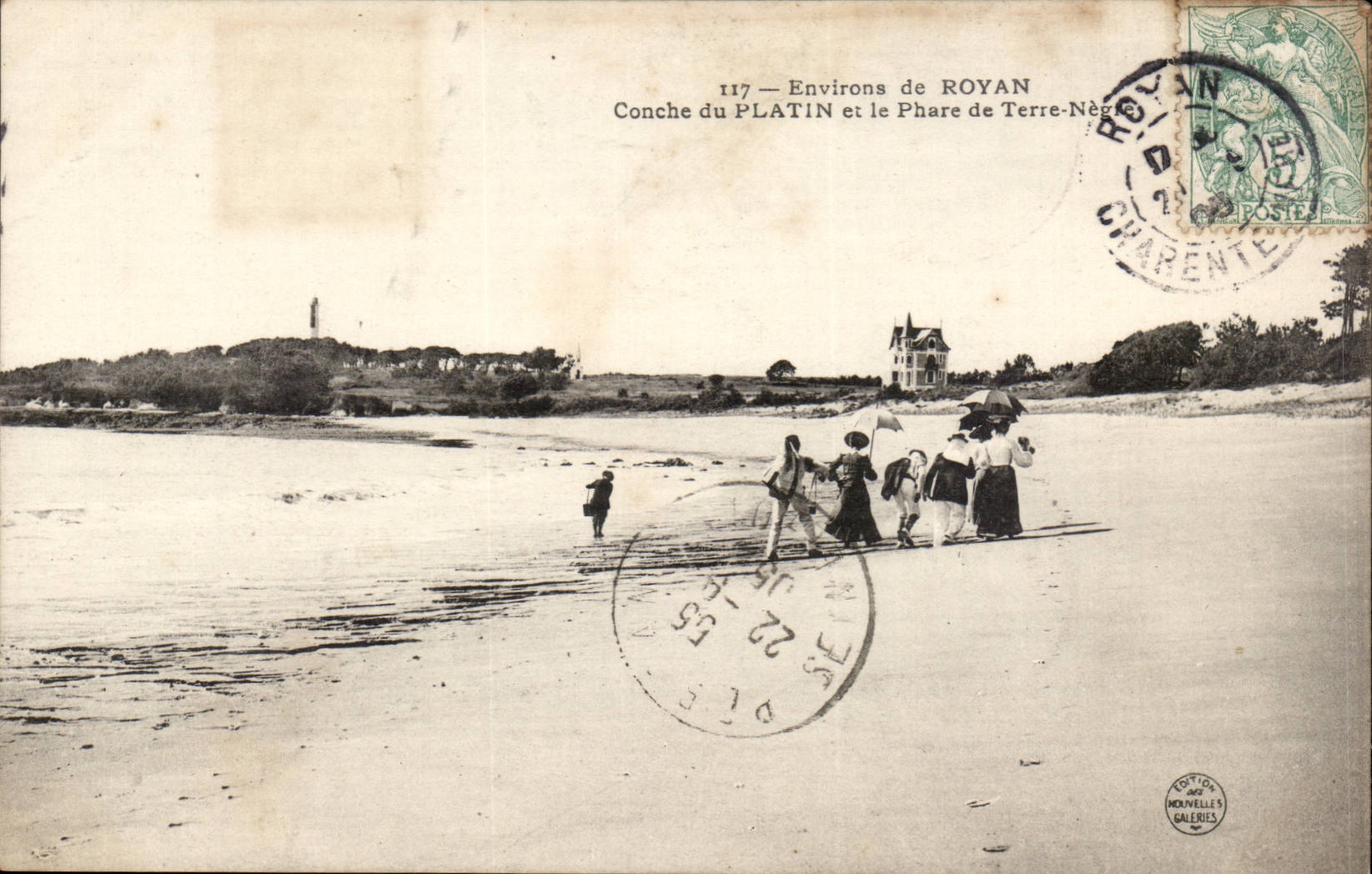 Environs de ROYAN — Conche du PLATIN et le Phare de Terre-Nègre — Édition des MORVELLES GALERIES, n°117