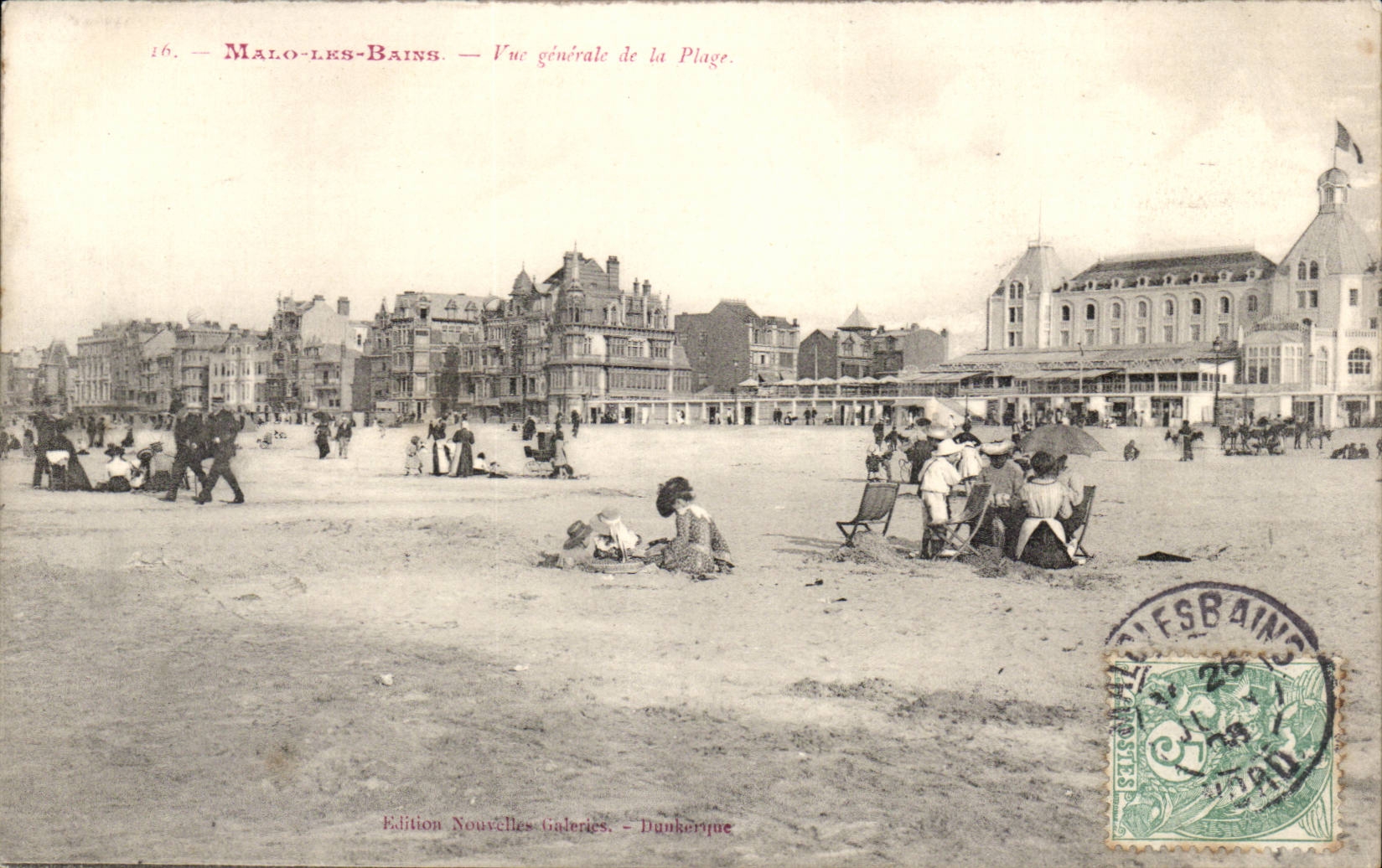 Malo-les-Bains — Vue générale de la Plage — Edition Nouvelles Galeries - Dunkerque